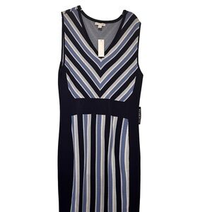 New York & Company Navy and White Striped Dress